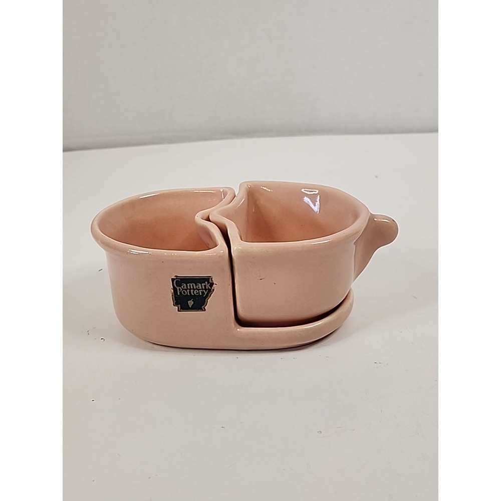 VTG Mid-Century Camark Pink Nesting Sugar & Creamer Set 4.25" X 2.75" X 2.25"